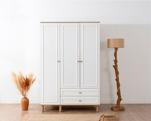 Helly Amber Beyaz Detaylı 3 Kapaklı Gardırop