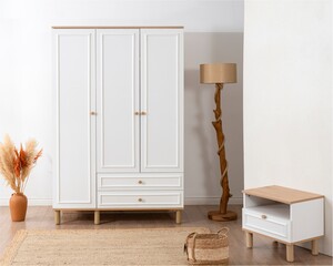 Helly Amber Beyaz Detaylı 3 Kapaklı Gardırop - 8