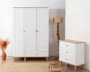 Helly Amber Beyaz Detaylı 3 Kapaklı Gardırop - 9