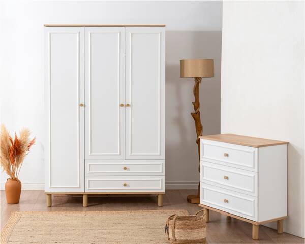 Helly Amber Beyaz Detaylı 3 Kapaklı Gardırop - 9