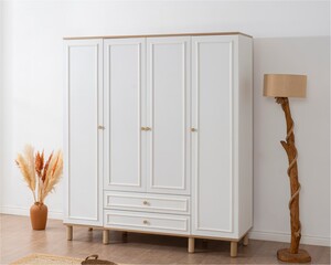 Helly Amber Beyaz Detaylı 4 Kapaklı Gardırop - 2