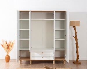 Helly Amber Beyaz Detaylı 4 Kapaklı Gardırop - 3