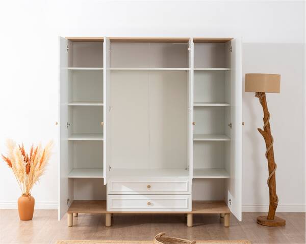 Helly Amber Beyaz Detaylı 4 Kapaklı Gardırop - 3