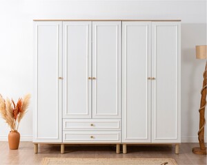 Helly Amber Beyaz Detaylı 5 Kapaklı Gardırop - 1