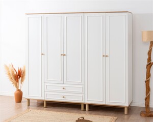 Helly Amber Beyaz Detaylı 5 Kapaklı Gardırop - 2