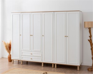 Helly Amber Beyaz Detaylı 6 Kapaklı Gardırop - 2