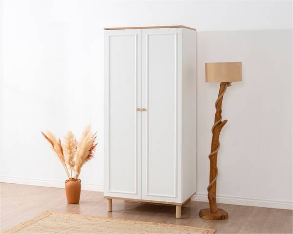 Helly Amber Beyaz Detaylı 2 Kapaklı Gardırop - 2