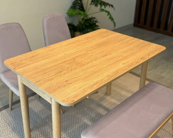 Arvo 2 sandalye 1 Bench Mutfak Masa Takımı Meşe-Gri - 6