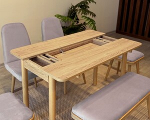 Arvo 2 sandalye 2 Tabure 1 Bench Mutfak Masa Takımı Meşe-Gri - 3
