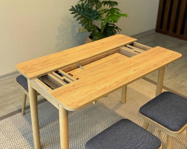 Arvo 4 Tabure 1 Bench Mutfak Masa Takımı Meşe-Antrasit - 14