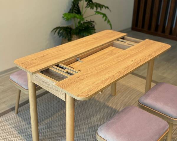 Arvo 4 Tabure 1 Bench Mutfak Masa Takımı Meşe-Taş - 6