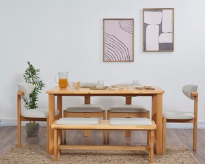 Cheri Minimal 4 Sandalye 1 Bench 1 Masa (80x140) - 3