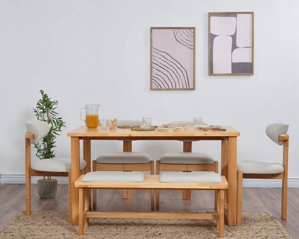 Cheri Minimal 4 Sandalye 1 Bench 1 Masa (80x140) - 3