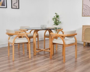 Coco Maison 4 sandalye Füme Cam Yuvarlak Masa Takımı 105 Ø  - 5