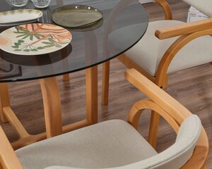 Coco Maison 4 sandalye Füme Cam Yuvarlak Masa Takımı 105 Ø  - 6