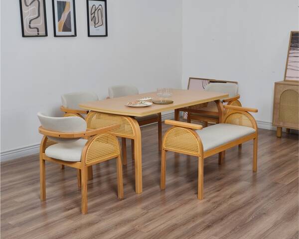  - Coco Maison Hazeran 4 Sandalye 1 Bench 1 Masa (90x180)