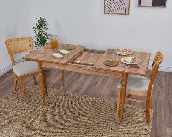 Hazeran 4 Sandalye 1 Bench Açılır Masa Takımı 80x130 / 80x160 - 7