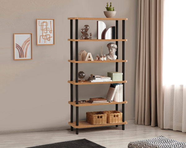  - Leila 6 Raflı Metal Kitaplık 80x28