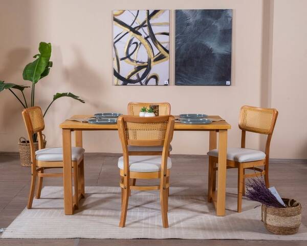  - Masif Hazeran Masa Takımı 4 sandalye 1 Masif Masa