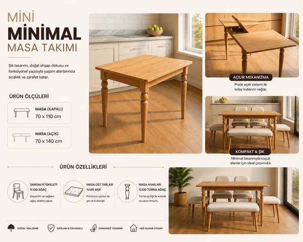 Mini Minimal Açılabilir Masa - 4