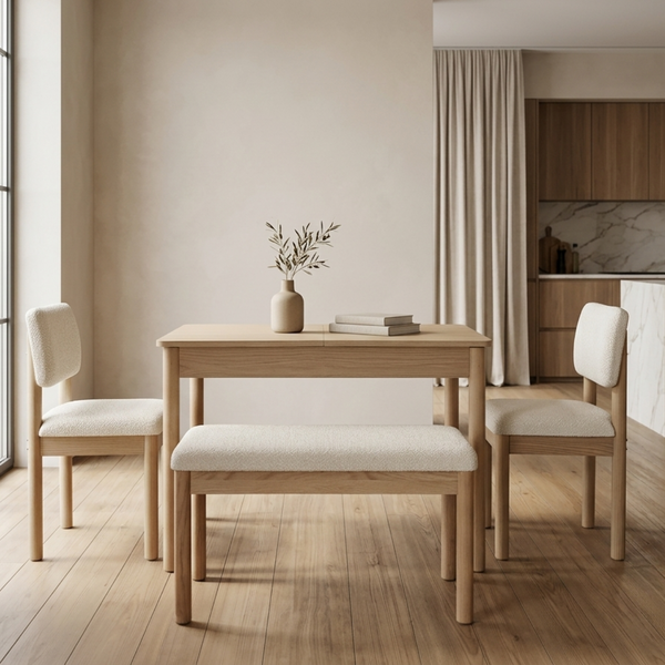  - Mood Minimal 2 Sandalye 1 Sırtsız Bench Mutfak Masa Takımı
