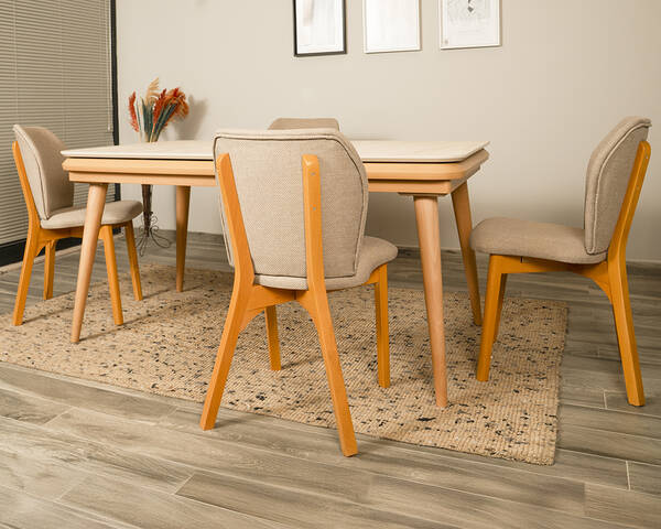  - Moon Masa Takımı 4 Sandalye 1 Moon Açılır Masa (80x180)