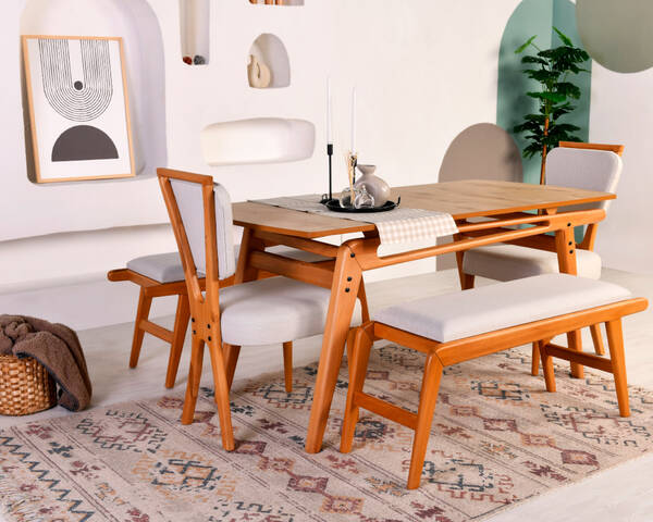 Avokado - 2 ad. Bench ve 2 ad. Sandalye Yemek Masası Takımı Avokado - 2 ad. Bench ve 2 ad. Sandalye Yemek Masası Takımı