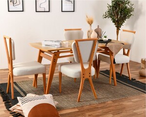 Palace Ahşap 4 Sandalye Yemek Masası Takımı, 160x80