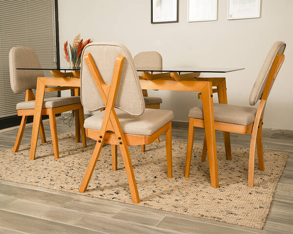  - Pera Camlı Masa Takımı 4 Sandalye 1 Masa (160x80)