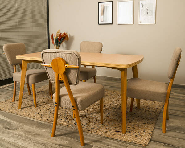  - Tia Ahşap Masa Takımı 4 Sandalye 1 Masa (160x80)