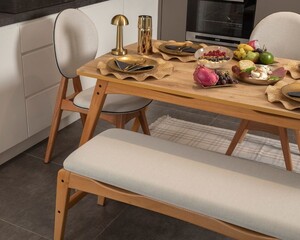 Touch Meşe 4 Sandalye 1 Bench 1 Masa (80x160) - 11