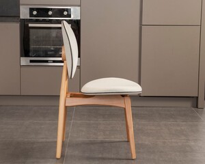 Touch İskandinav Meşe İskelet Krem Sandalye - 6
