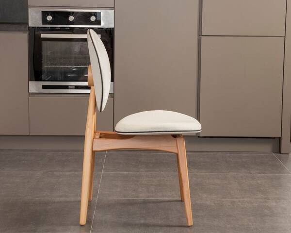 Touch İskandinav Meşe İskelet Krem Sandalye - 6